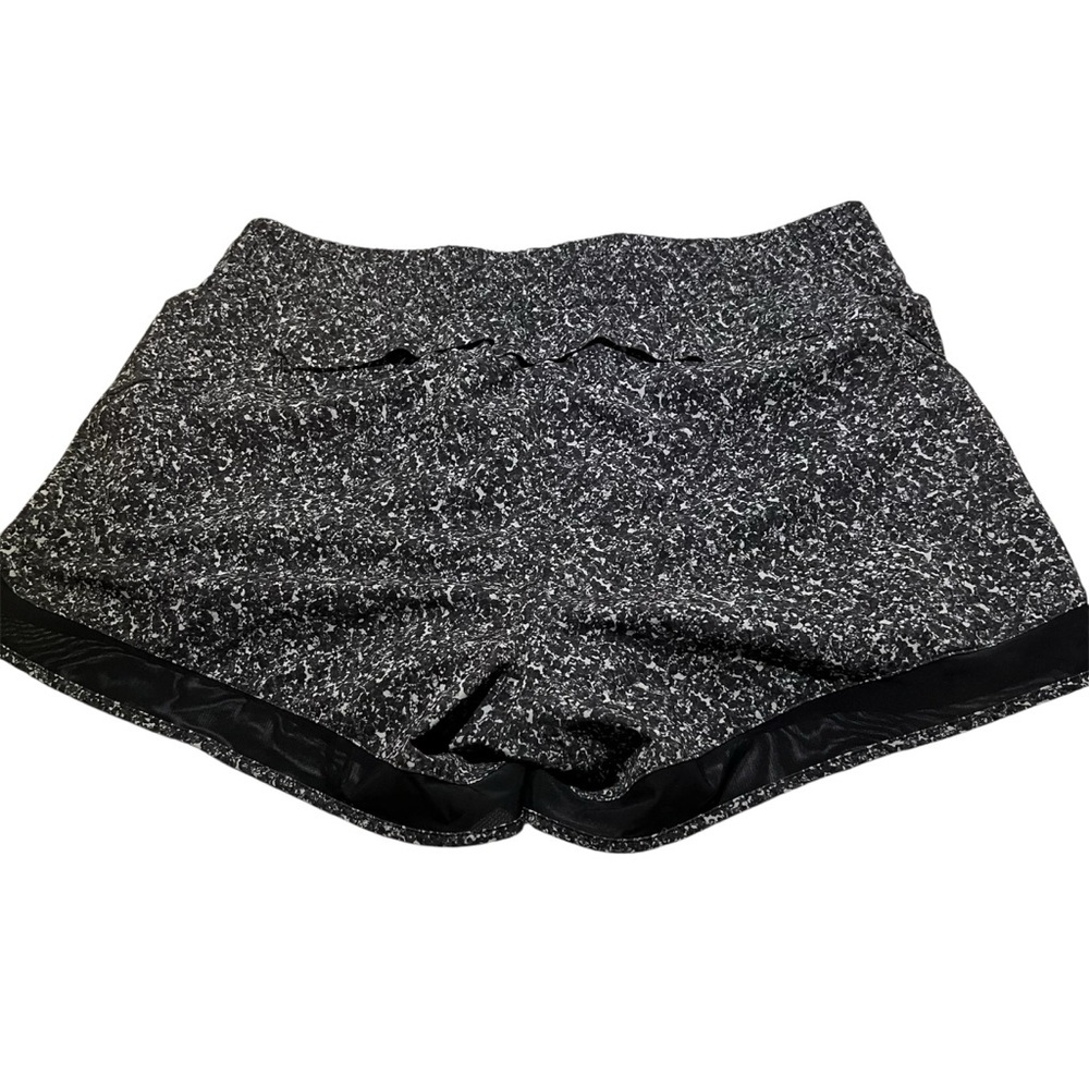 Athleta Printed Mesh Racer Run Shorts Black Gray Size‎ Medium